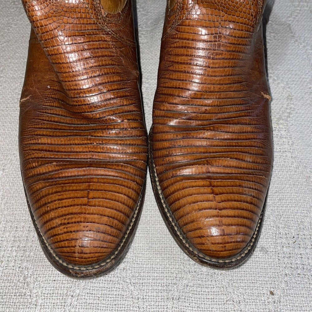 Dan Post Men’s Western Boots Size 9 D Brown Leather Lizard Motif Cowboy Rodeo - Picture 7 of 12
